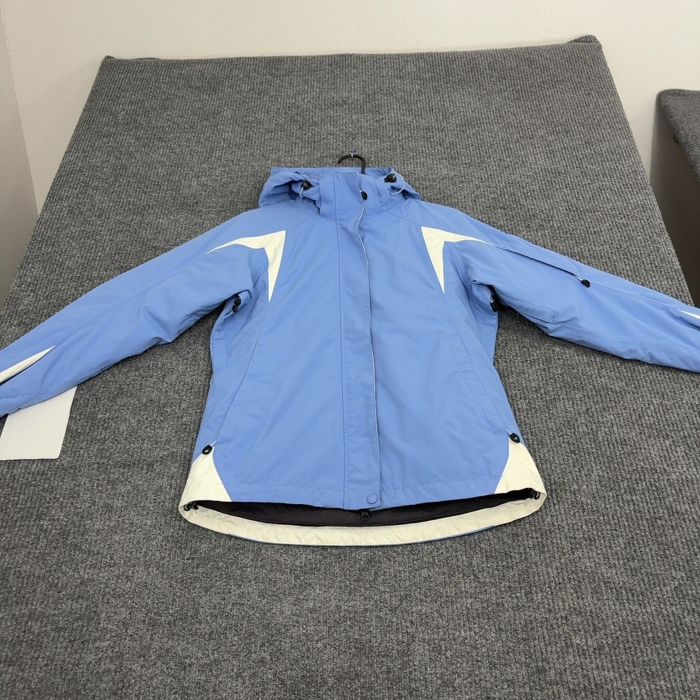 Eastern Mountain Sports Jacket Womens S Blue Nylon Hooded Colorblock Gorpcore